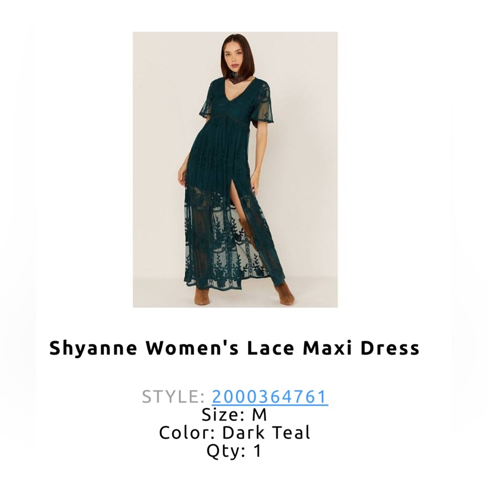 Shyanne lace maxi dress, medium, dark teal, worn a couple times